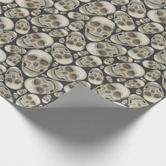 Spooky Halloween Skulls Pattern Geschenkpapier (Ecke)