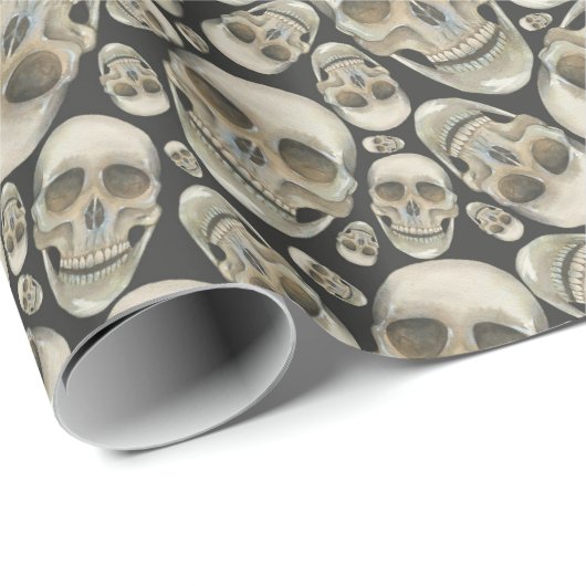 Spooky Halloween Skulls Pattern Geschenkpapier (Rolleneckpunkt)
