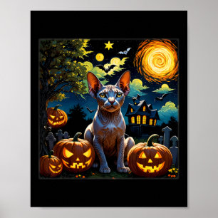 Spooky Halloween Sphynx Starry Nacht Poster