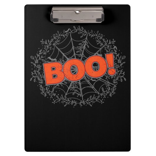 Spooky Halloween Spider Web Boo Geschenkidee Klemmbrett (Vorderseite)