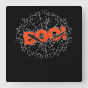 Spooky Halloween Spider Web Boo Geschenkidee Quadratische Wanduhr