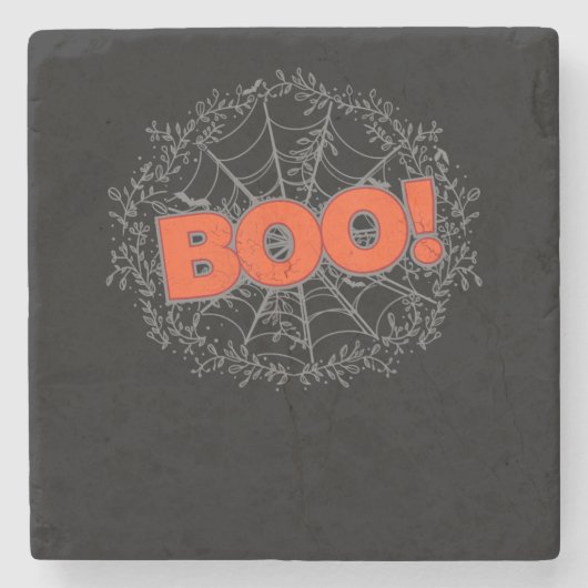 Spooky Halloween Spider Web Boo Geschenkidee Steinuntersetzer (Vorderseite)