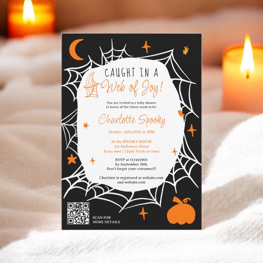 Spooky Halloween Spider Web niedliche Babydusche Einladung