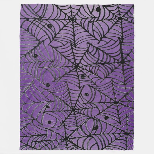 Spooky Halloween Spider Webs auf Lila Fleecedecke (Vorderseite)
