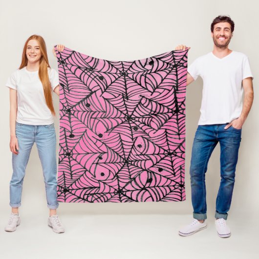 Spooky Halloween Spider Webs auf Pink Fleecedecke (Beispiel)