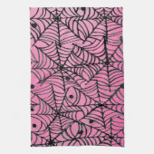 Spooky Halloween Spider Webs auf Pink Geschirrtuch (Vertikal)