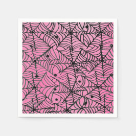Spooky Halloween Spider Webs auf Pink Serviette