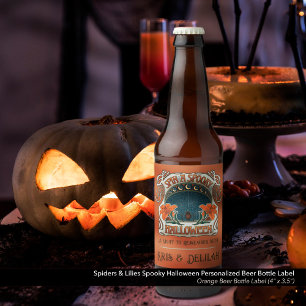 Spooky Halloween Spiders & Lily Viktorianisch Vint Bierflaschenetikett
