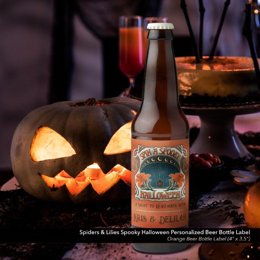 Spooky Halloween Spiders & Lily Viktorianisch Vint Bierflaschenetikett