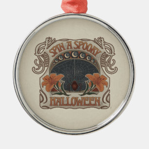 Spooky Halloween Spiders & Lily Viktorianisch Vint Ornament Aus Metall