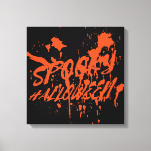 Spooky Halloween Splash Retro Red Orange Horror Leinwanddruck