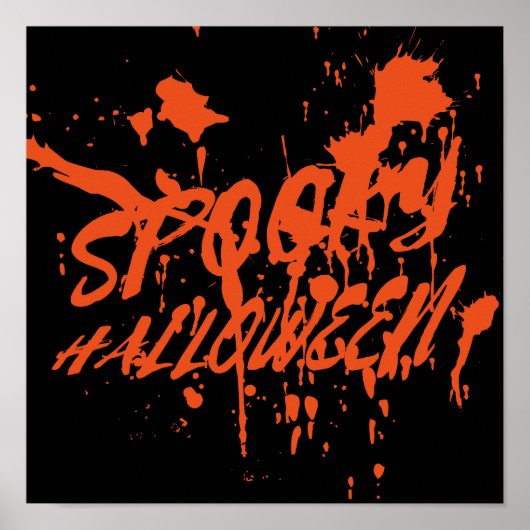 Spooky Halloween Splash Retro Red Orange Horror Poster (Vorne)