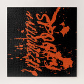 Spooky Halloween Splash Retro Red Orange Horror Puzzle (Horizontal)
