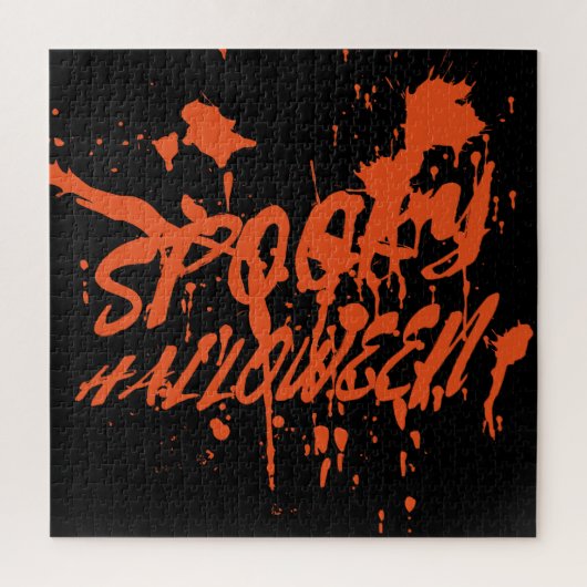 Spooky Halloween Splash Retro Red Orange Horror Puzzle (Vertikal)