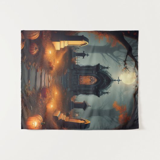 Spooky Halloween Spuk Grave Yard Wandteppich (Vorderseite (Horizontal))