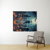 Spooky Halloween Spuk Grave Yard Wandteppich (Beispiel (Horizontal))