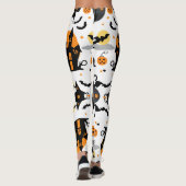 Spooky Halloween Spuk House and Bat Pattern Leggings (Rückseite)