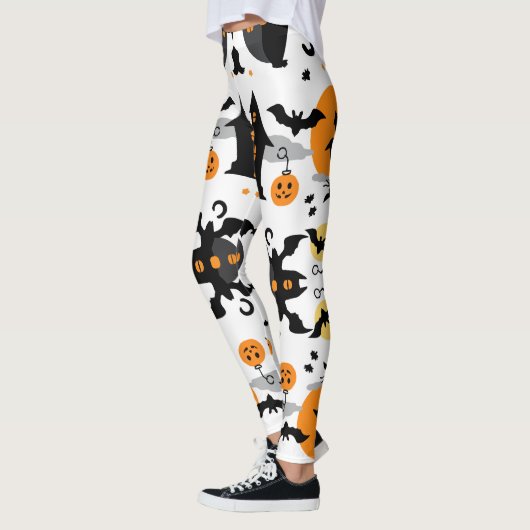 Spooky Halloween Spuk House and Bat Pattern Leggings (Links)