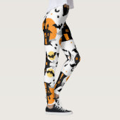 Spooky Halloween Spuk House and Bat Pattern Leggings (Rechts)
