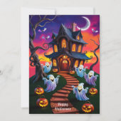 Spooky Halloween Spuk House Illustration Karte (Vorderseite)