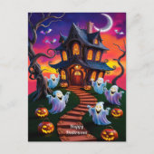Spooky Halloween Spuk House Illustration Postkarte (Vorderseite)