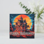 Spooky Halloween Spuk House Karte (Stehend Vorderseite)
