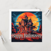 Spooky Halloween Spuk House Karte (Vorderseite/Rückseite Beispiel)