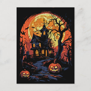 Spooky Halloween Spuk House Postcard Postkarte