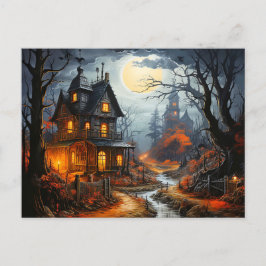 Spooky Halloween Spuk House Postkarte