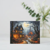 Spooky Halloween Spuk House Postkarte (Stehend Vorderseite)