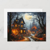 Spooky Halloween Spuk House Postkarte (Vorne/Hinten)