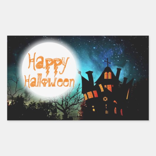 Spooky Halloween Spuk House Rechteckiger Aufkleber (Vorderseite)