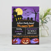 Spooky Halloween Spuk House und Pumpkin Einladung (Stehend Vorderseite)
