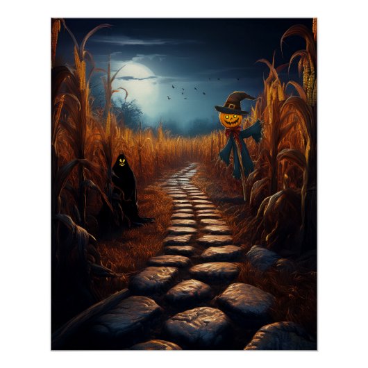 Spooky Halloween Spuk Maisfeld Poster (Vorderseite)