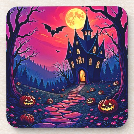 Spooky Halloween Spuk Mansion Art Getränkeuntersetzer (Vorderseite)