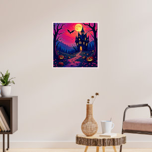 Spooky Halloween Spuk Mansion Art Poster