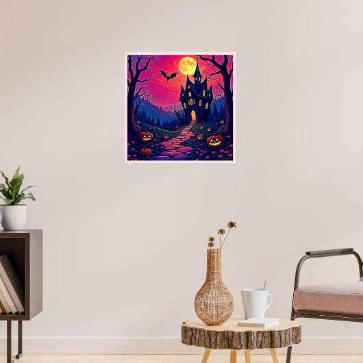 Spooky Halloween Spuk Mansion Art Poster (Wohnzimmer 3)
