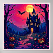 Spooky Halloween Spuk Mansion Art Poster (Vorne)