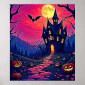 Spooky Halloween Spuk Mansion Art Poster (Vorne)
