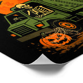 Spooky Halloween Squad Skeleton Driving Garbage Tr Poster (Ecke)