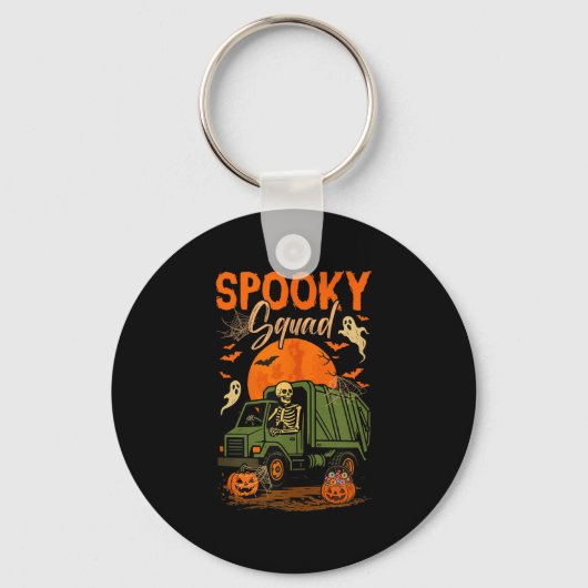 Spooky Halloween Squad Skeleton Driving Garbage Tr Schlüsselanhänger (Vorderseite)