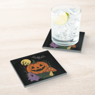 Spooky Halloween Sticker Glasuntersetzer