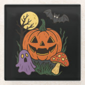 Spooky Halloween Sticker Glasuntersetzer (Vorderseite)