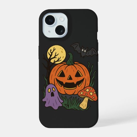 Spooky Halloween Sticker iPhone 15 Hülle (Rückseite)