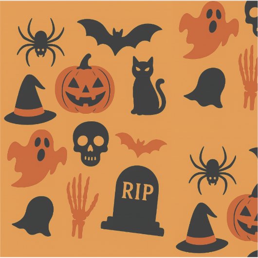Spooky Halloween Sticker - Schwarz & Orange (Vorderseite)