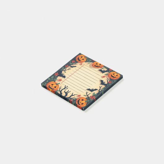 Spooky Halloween Sticky Notes mit Pumpkins&Bats Post-it Klebezettel (angewinkelt)