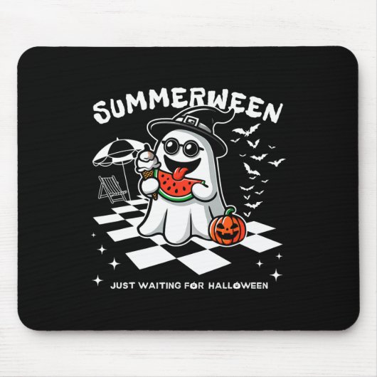Spooky Halloween Summer Vibes Pumpkin Ghost T-Shir Mousepad (Vorne)