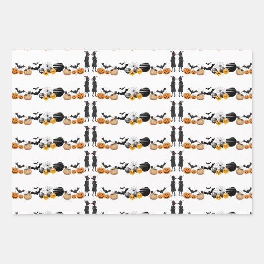 Spooky Halloween Symbole BOO Kürbislaternen Moon Geschenkpapier Set (Vorderseite 2)