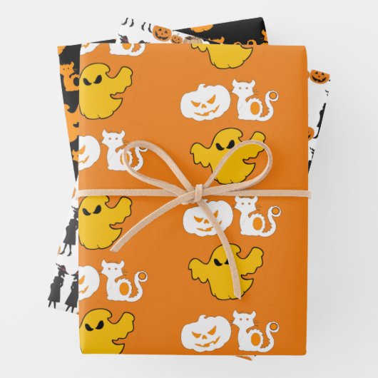 Spooky Halloween Symbole BOO Kürbislaternen Moon Geschenkpapier Set (Beispiel)