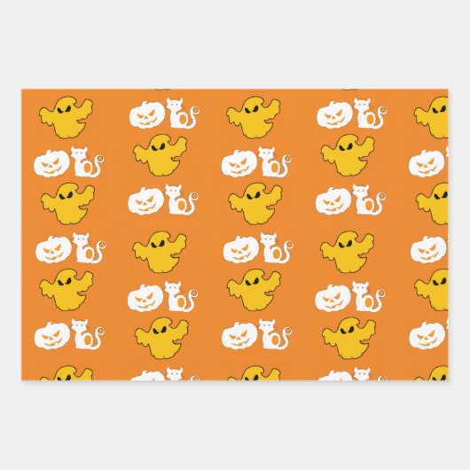 Spooky Halloween Symbole BOO Kürbislaternen Moon Geschenkpapier Set (Vorderseite)